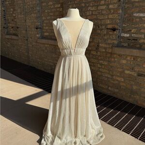 Jenny Yoo Elegant Cream Maxi Dress